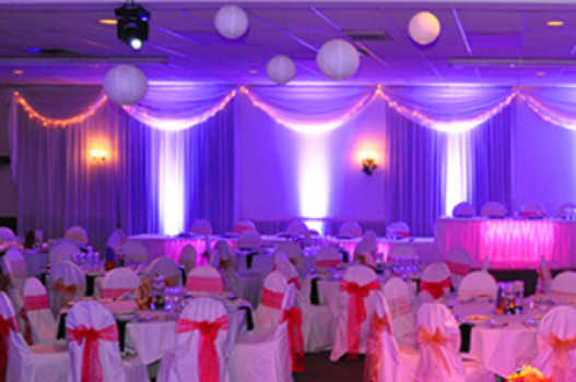 Uplighting set up in an event room