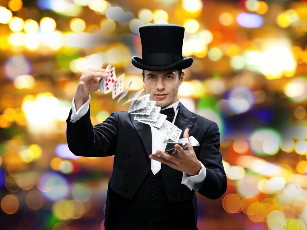 Magician playing with cards